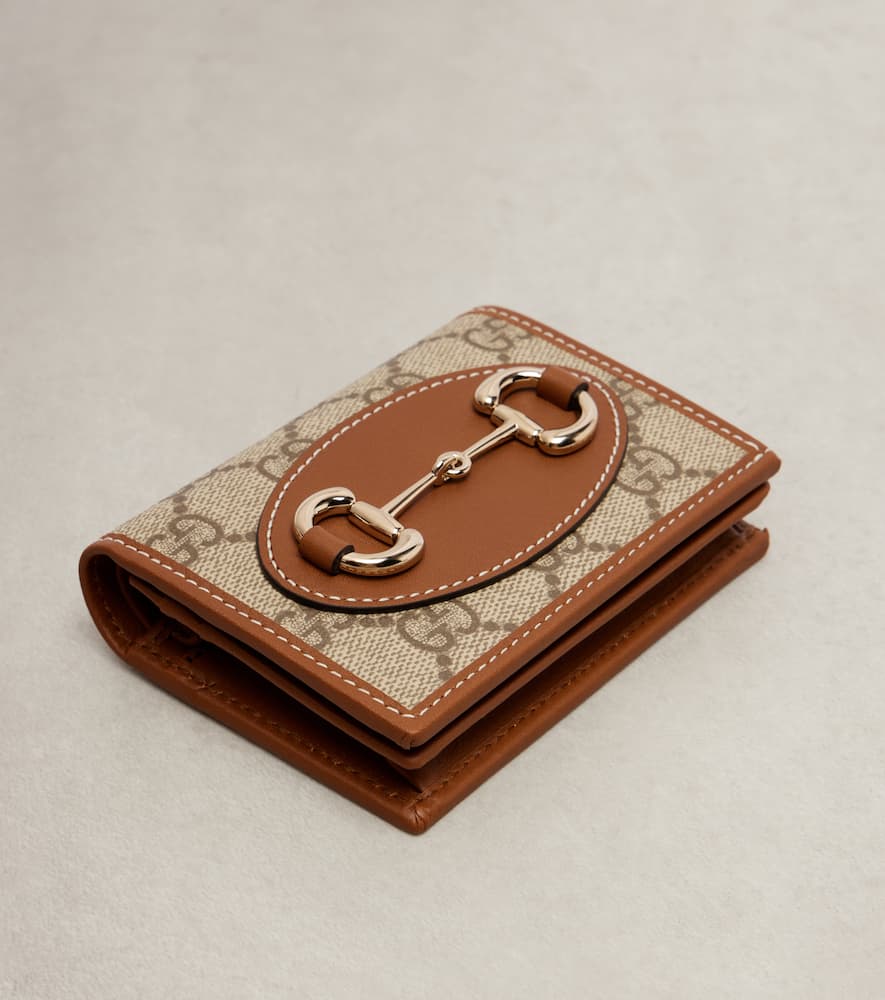 Gucci Horsebit 1955 Leather-trimmed Wallet In Sand