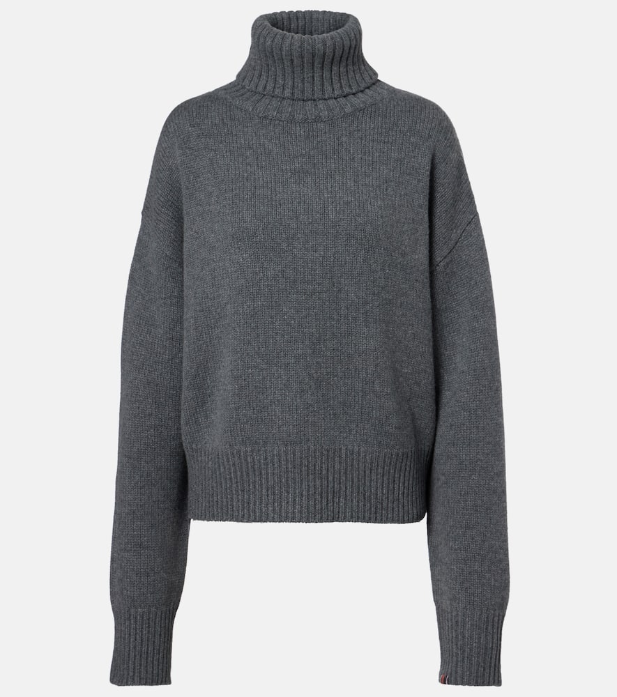 Extreme Cashmere N°434 Crop Xtra Turtleneck Sweater In Gray