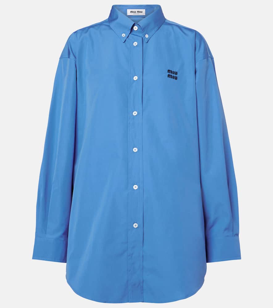Miu Miu Oversized Poplin Shirt In Blue