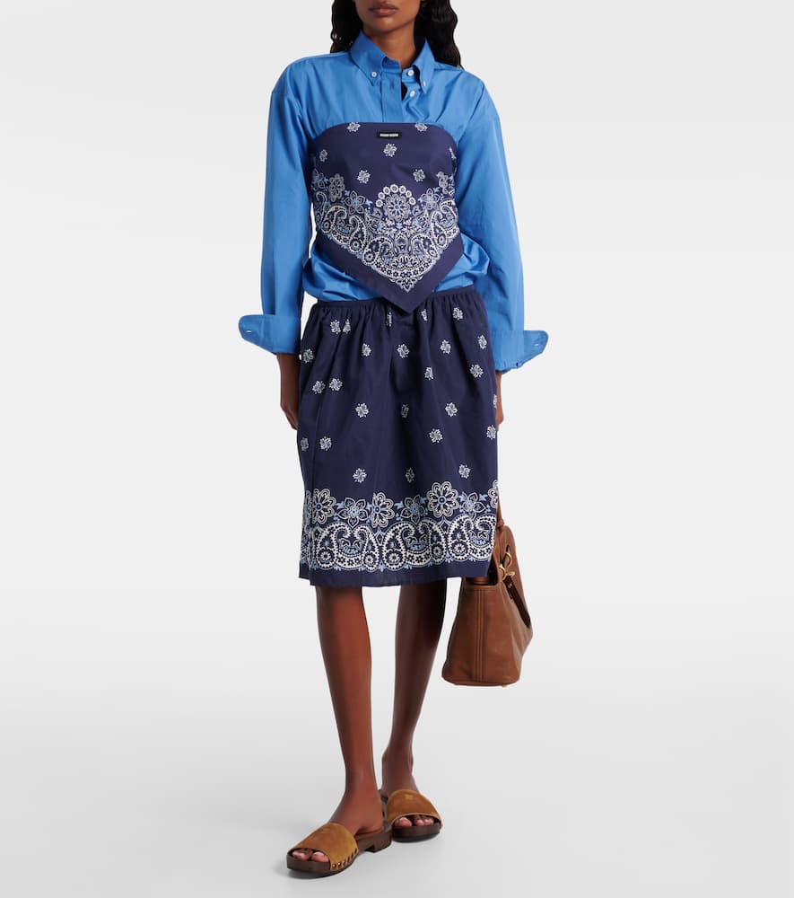 Miu Miu Oversized Poplin Shirt In Blue