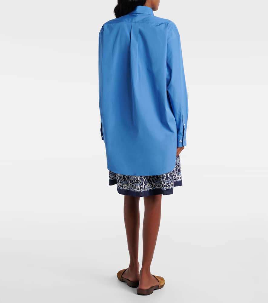 Miu Miu Oversized Poplin Shirt In Blue