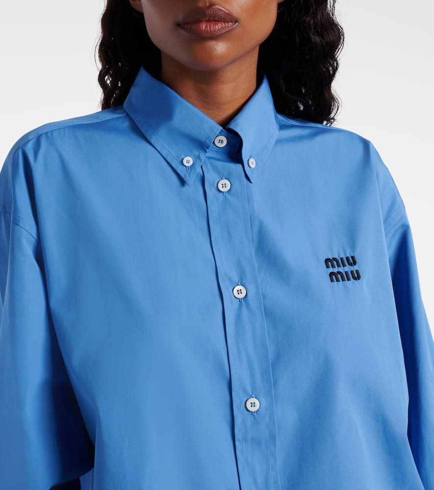 Miu Miu Oversized Poplin Shirt In Blue