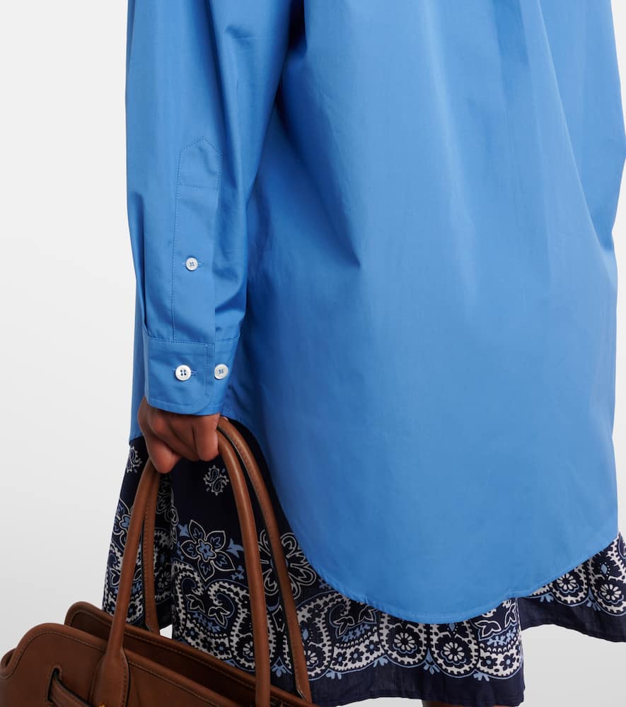 Miu Miu Oversized Poplin Shirt In Blue