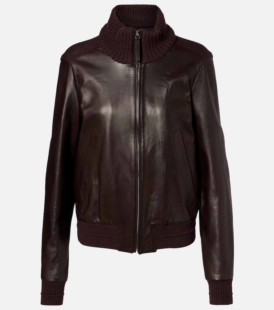 Proenza Schouler Elenora Wool-trimmed Leather Jacket In Brown