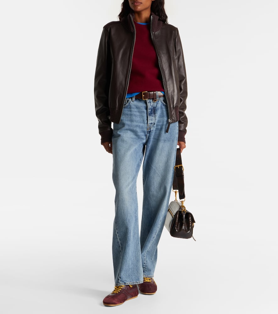 Proenza Schouler Elenora Wool-trimmed Leather Jacket In Brown