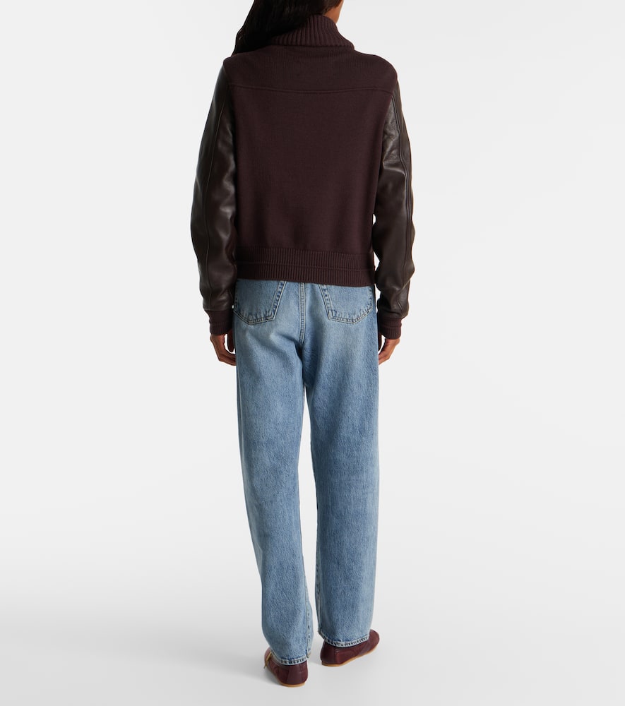 Proenza Schouler Elenora Wool-trimmed Leather Jacket In Brown