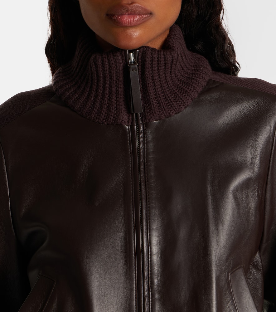 Proenza Schouler Elenora Wool-trimmed Leather Jacket In Brown
