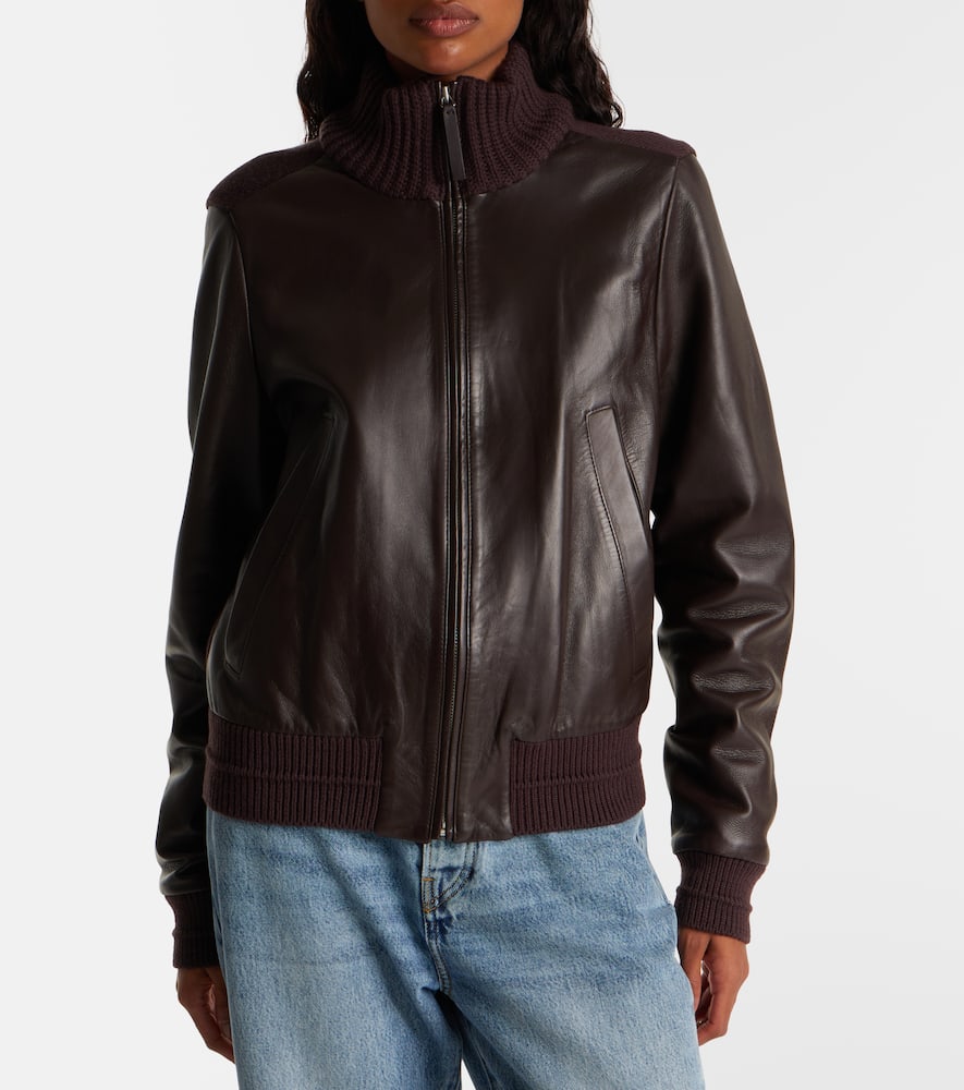 Proenza Schouler Elenora Wool-trimmed Leather Jacket In Brown