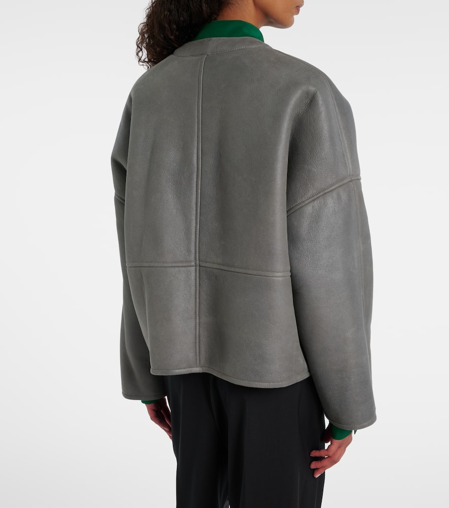 Loewe Pebble Shearling-lined Leather Jacket In Gray