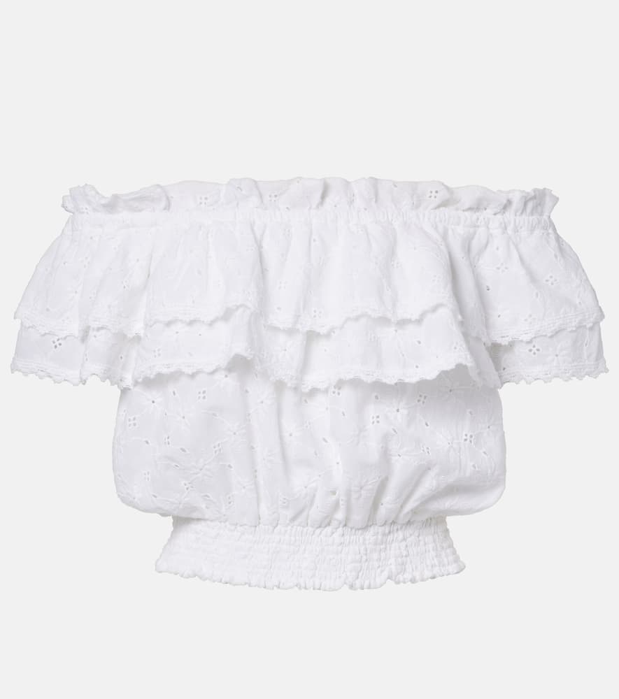 Melissa Odabash Ruth Broderie Anglaise Cotton Crop Top In White