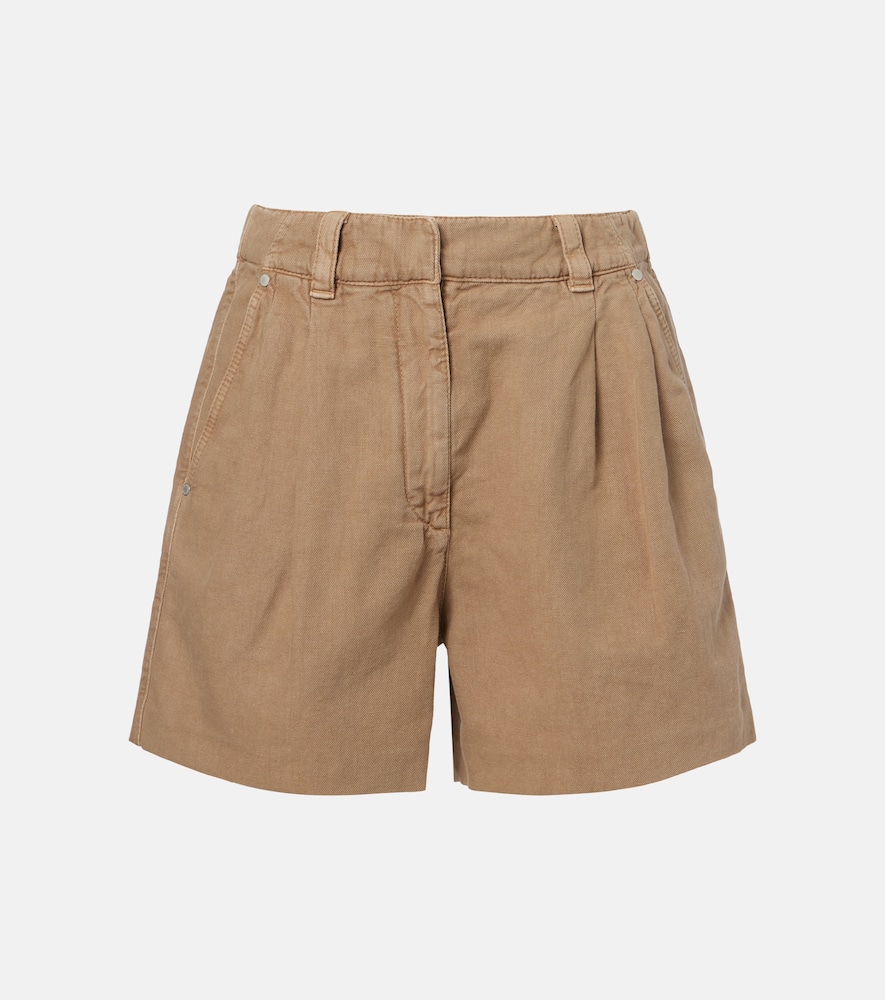 Brunello Cucinelli Cotton And Linen Bermuda Shorts In Neutral