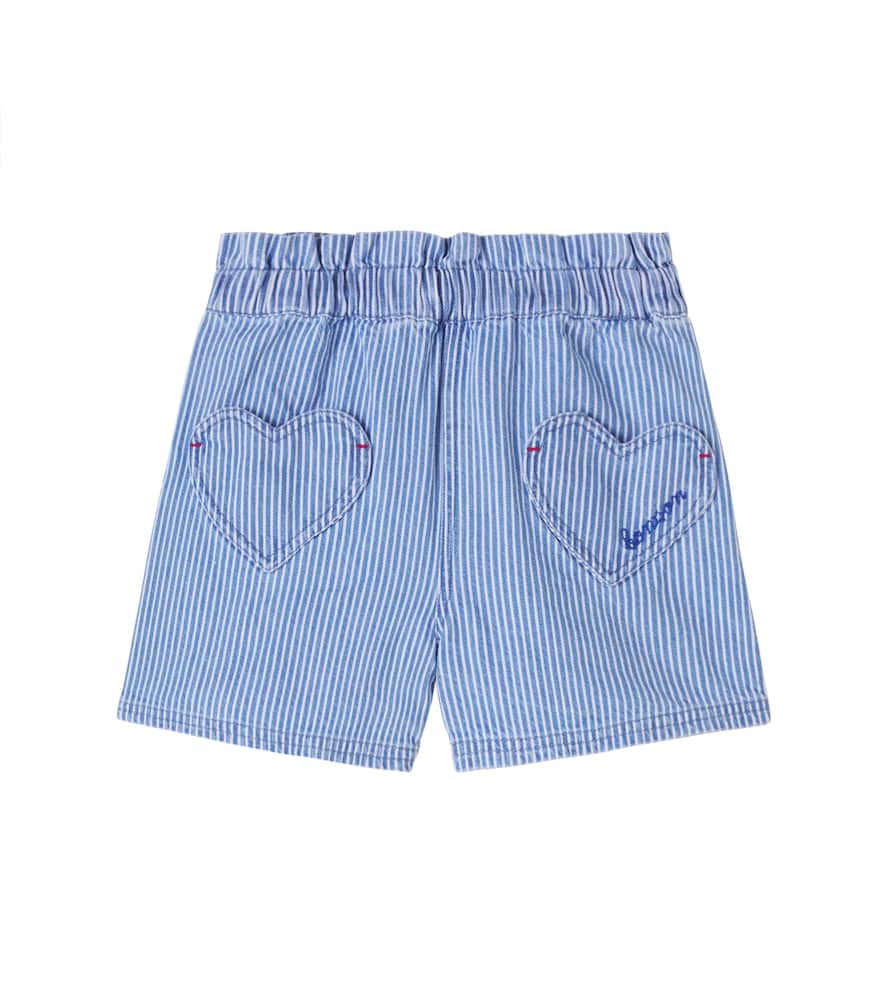 Bonton Kids' Melanie Striped Cotton Bermuda Shorts In Blue