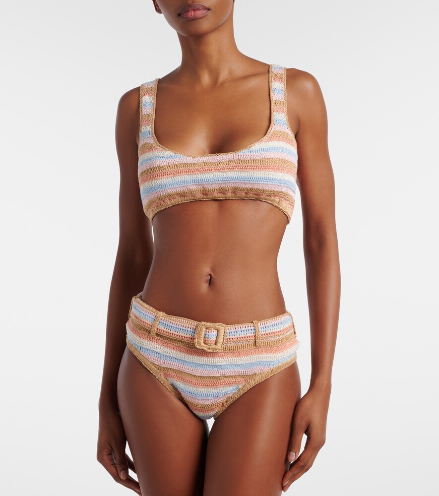 Anna Kosturova Crochet striped cotton bikini top