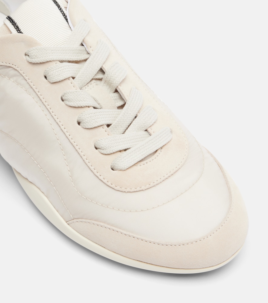  Brunello Cucinelli Brunello Cucinelli Monili Suede-trimmed Sneakers 