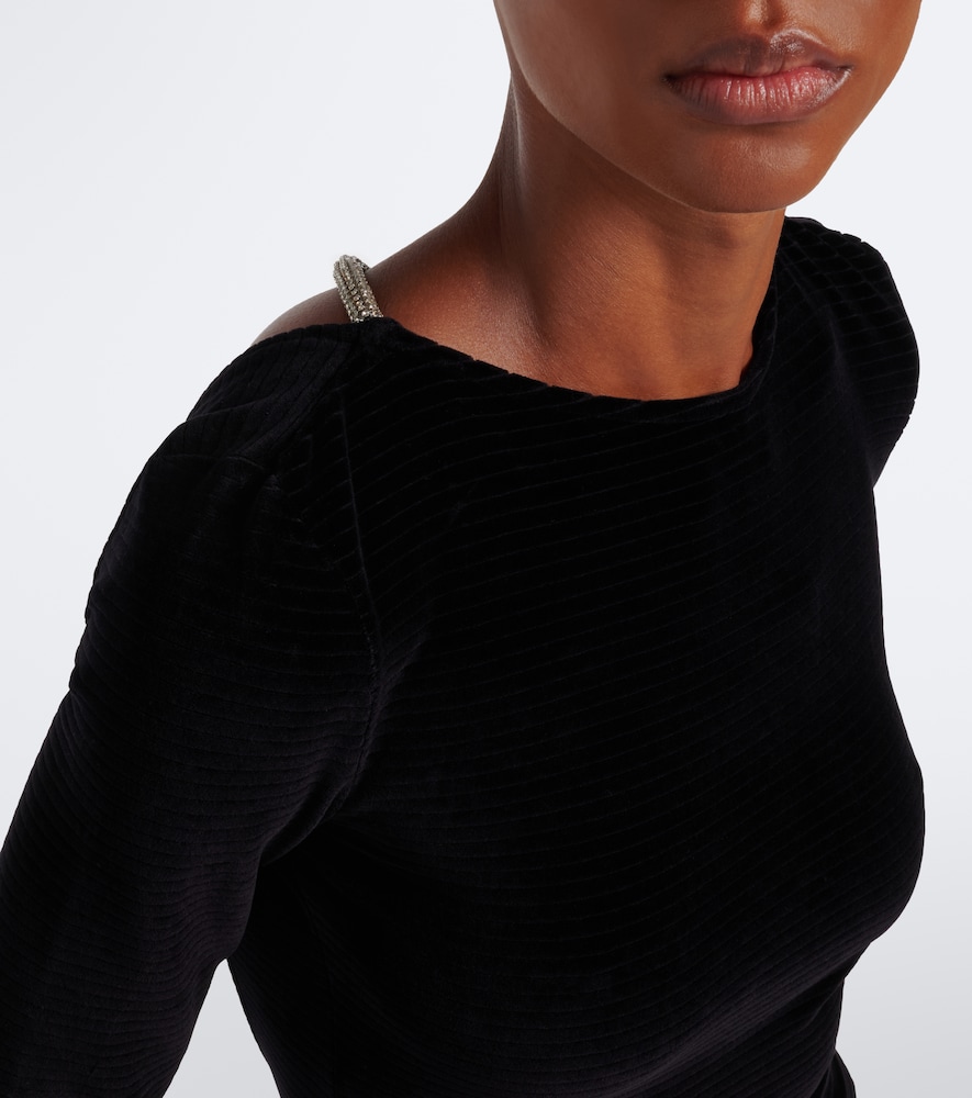 Embellished Cotton-Blend Midi Dress