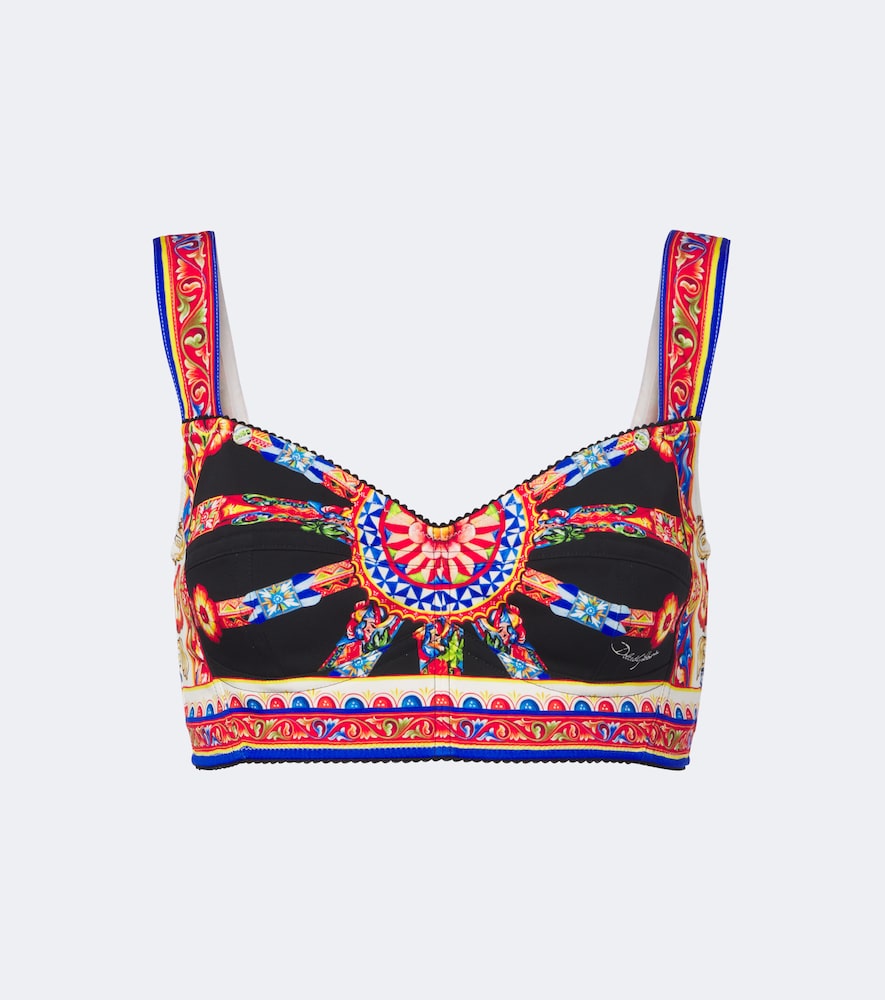 Dolce&Gabbana Women's Multicoloured Carretto Silk-Blend Charmeuse Crop Top UK Size 8 - Mytheresa