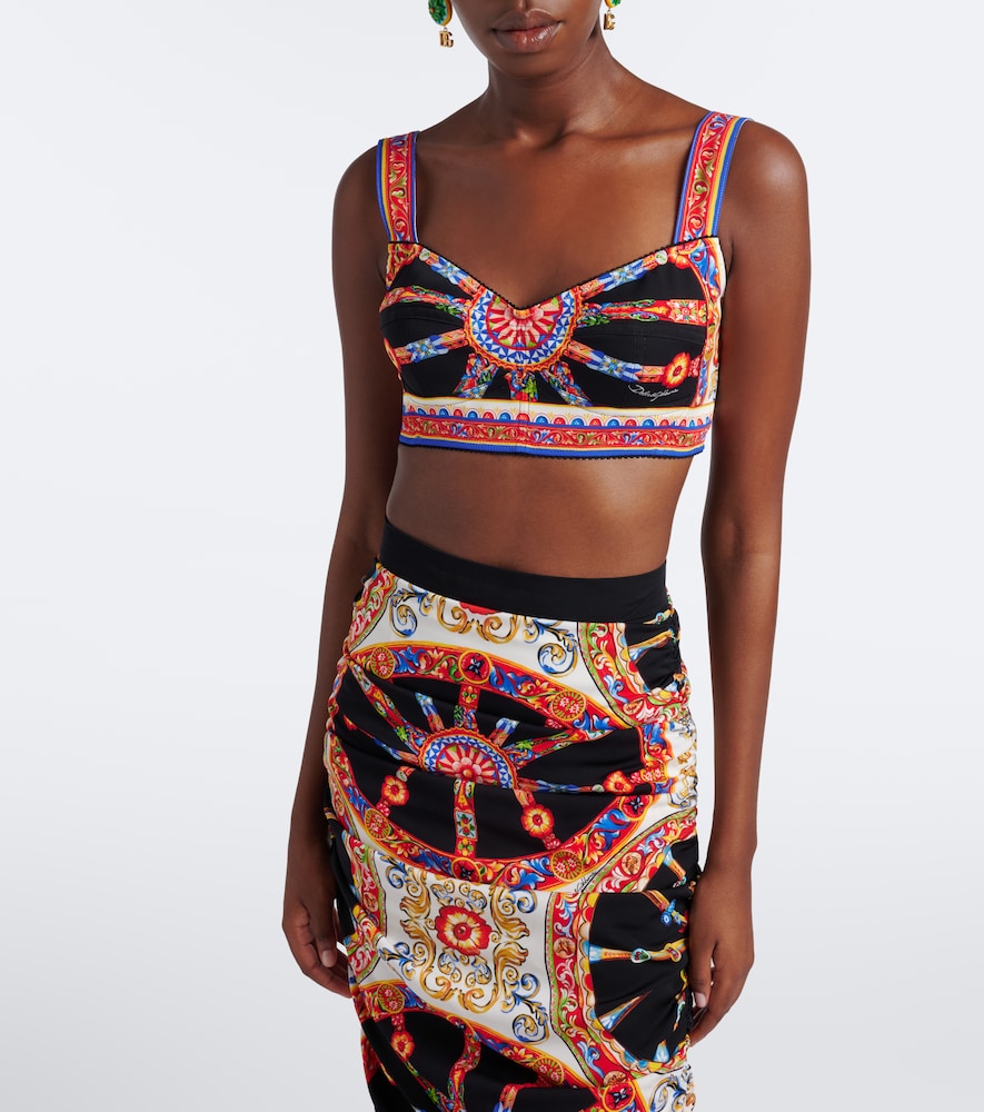 Dolce&Gabbana Carretto Silk-Blend Charmeuse Crop Top