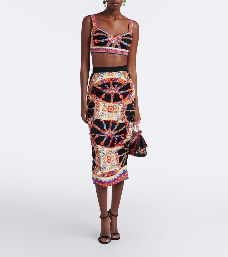 Dolce&Gabbana Carretto Silk-Blend Charmeuse Crop Top
