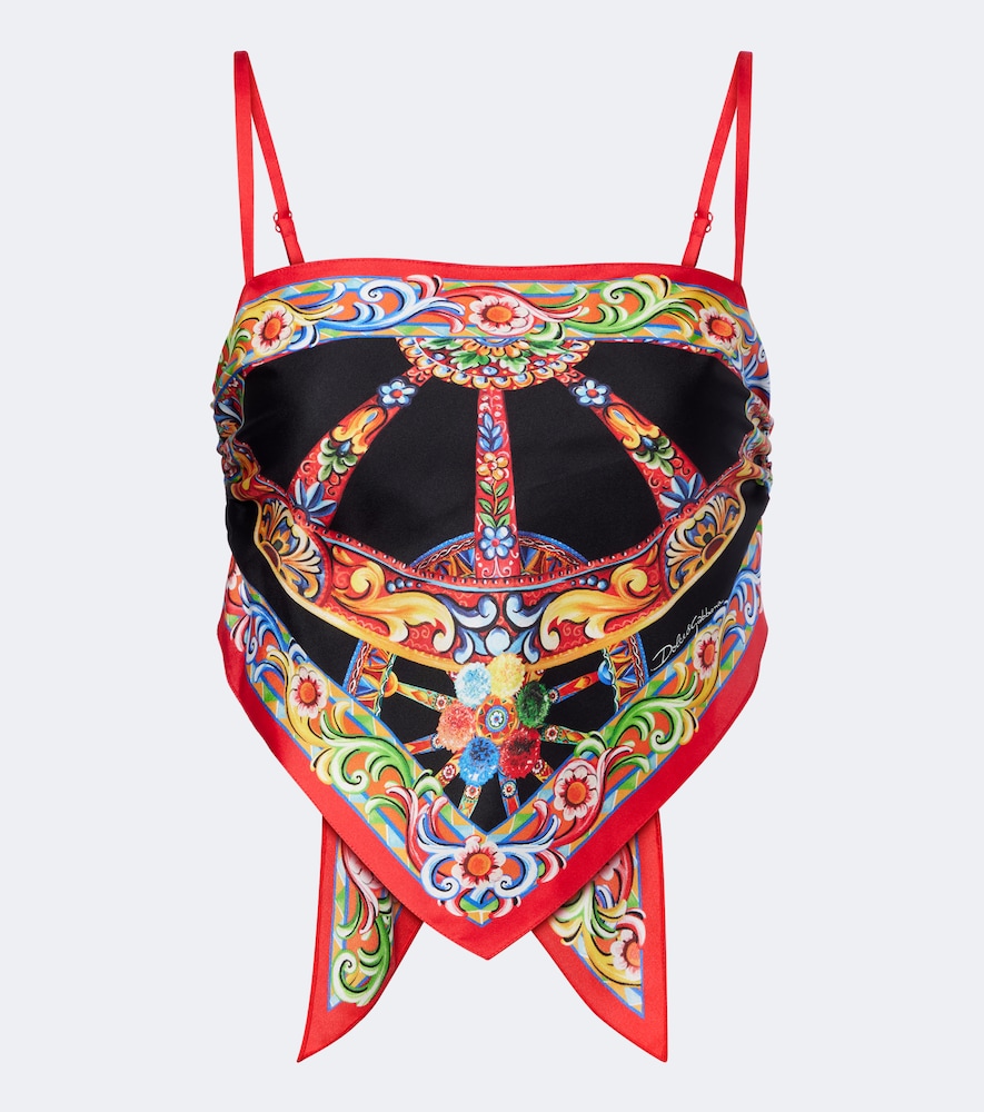 Cropped-Top Carretto aus Seiden-Twill