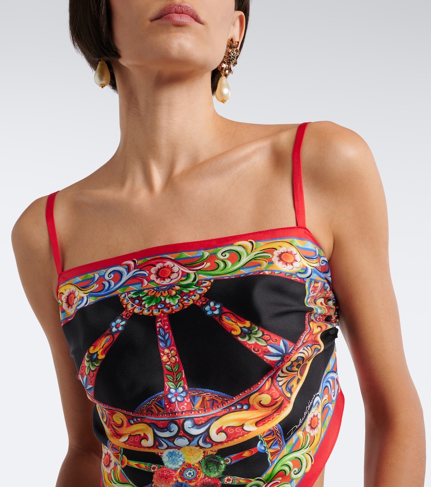 Dolce&Gabbana Carretto Silk Twill Crop Top