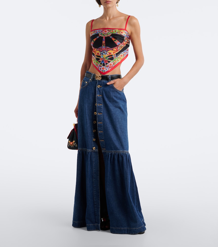 Dolce&Gabbana Carretto Silk Twill Crop Top