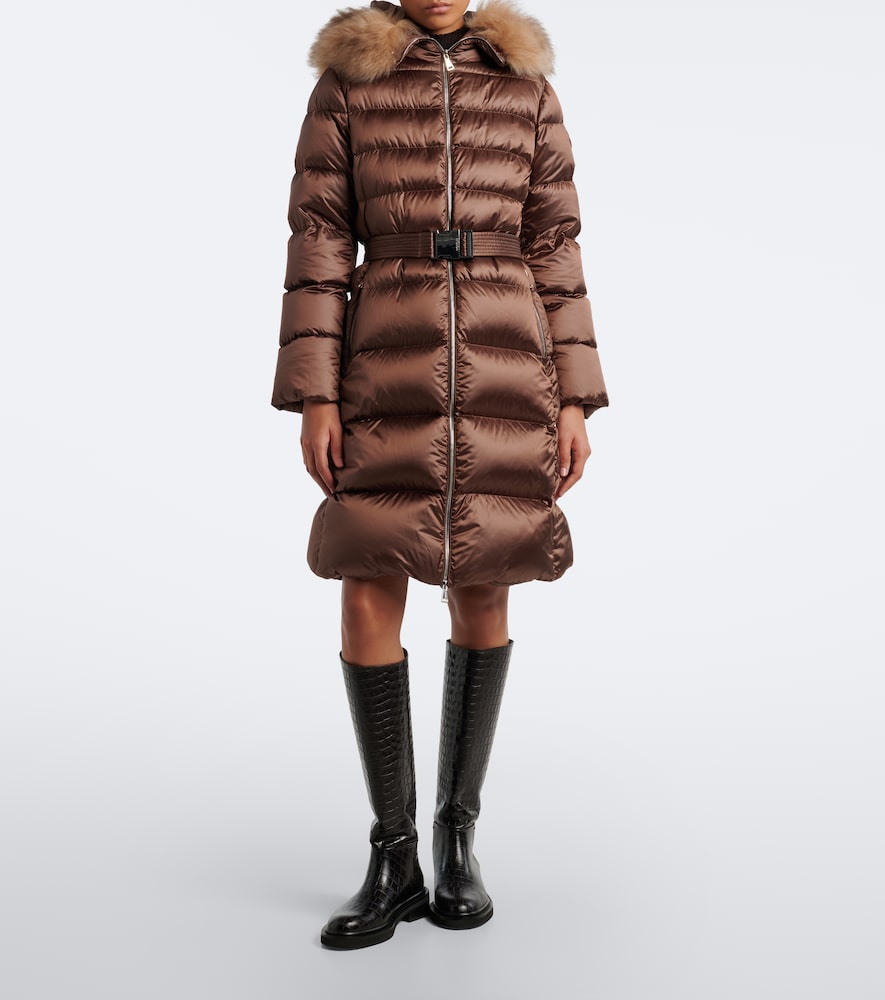 Shearling-Trimmed Down Coat