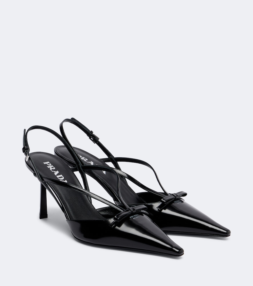 Prada Leather Slingback Pumps In Black