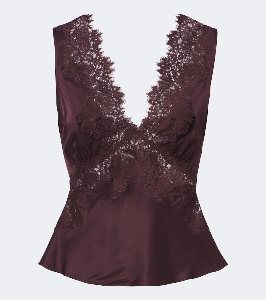 Top Emmie in raso con pizzo