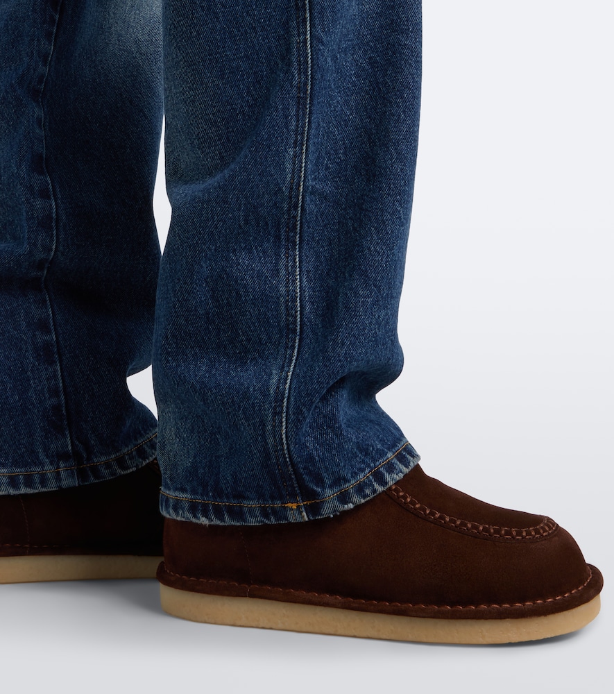Shearling-Lined Suede Lace-Up Boots