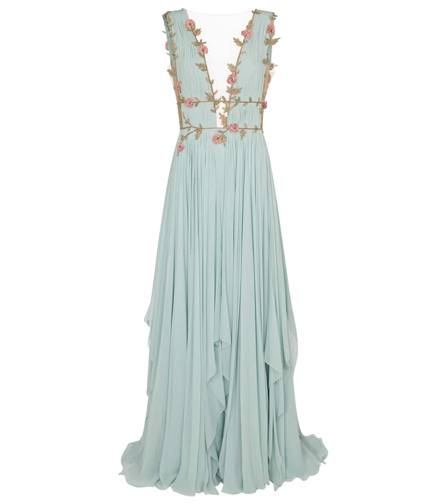 COSTARELLOS RADELLA FLORAL SILK-BLEND CHIFFON GOWN,P00546698