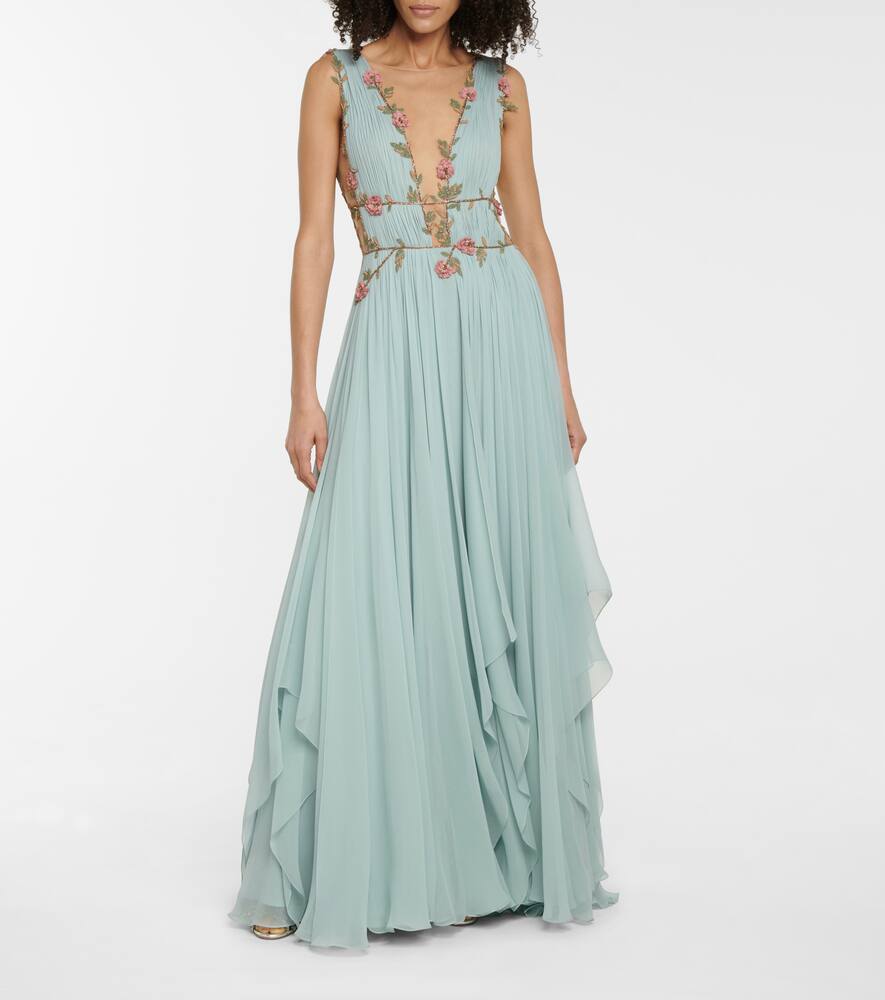 COSTARELLOS RADELLA FLORAL SILK-BLEND CHIFFON GOWN,P00546698