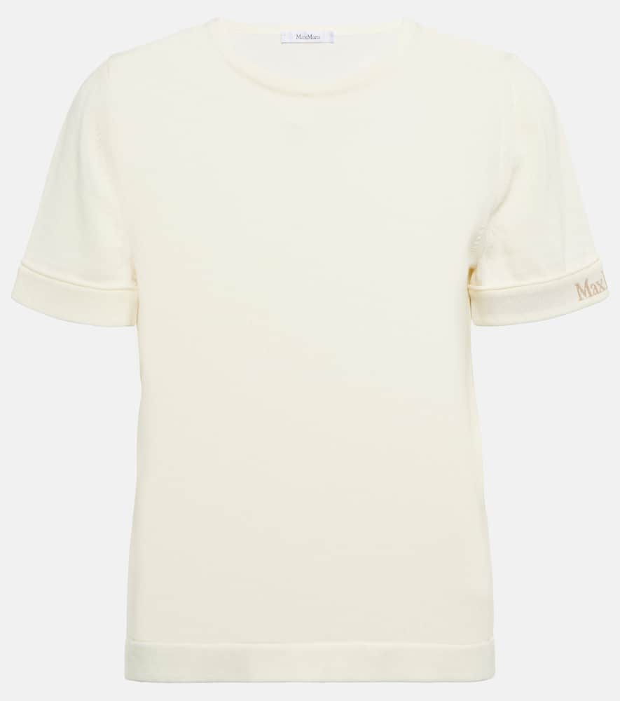 Max Mara Limone Striped Cotton Top In Pergamena