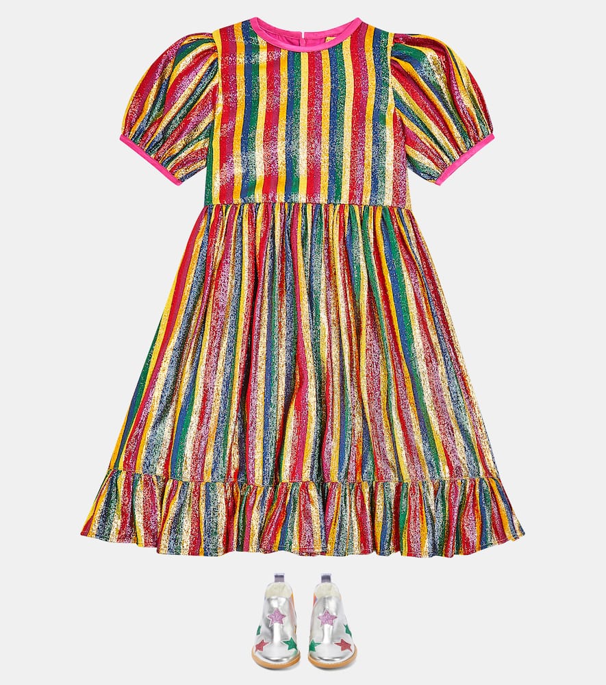 Shop Stella Mccartney Metallic Striped Dress In Multicoloured