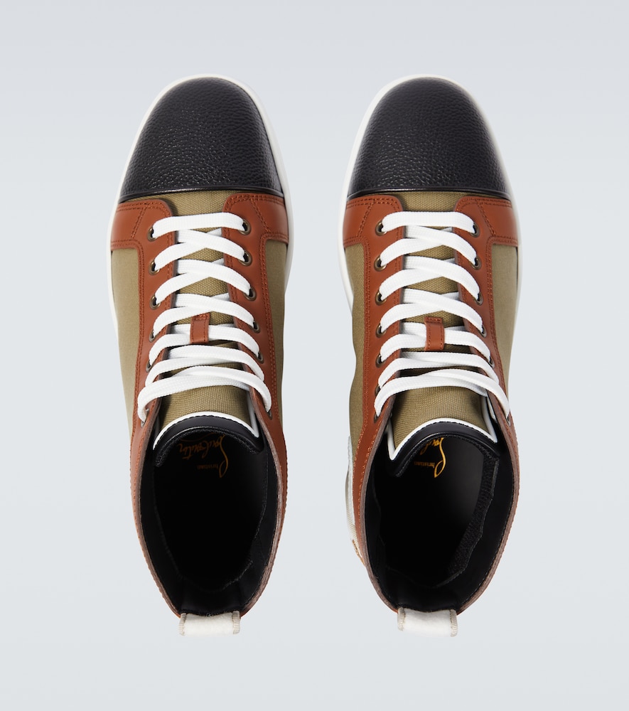  Christian Louboutin Christian Louboutin Fun Louis Leather-trimmed Sneakers 
