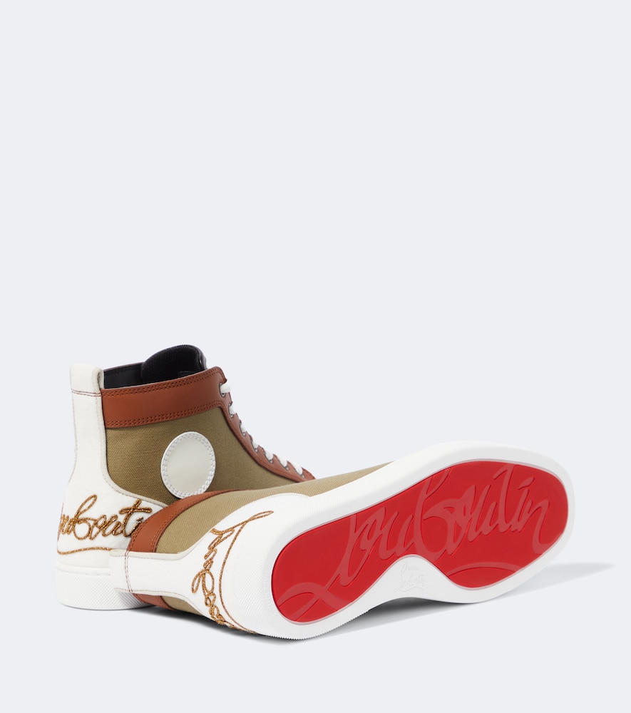  Christian Louboutin Christian Louboutin Fun Louis Leather-trimmed Sneakers 