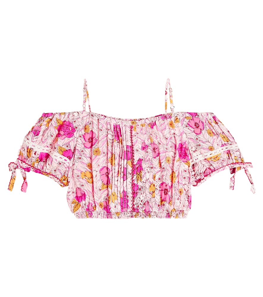 Shop Poupette St Barth Bonny Floral Off-shoulder Top In Pink