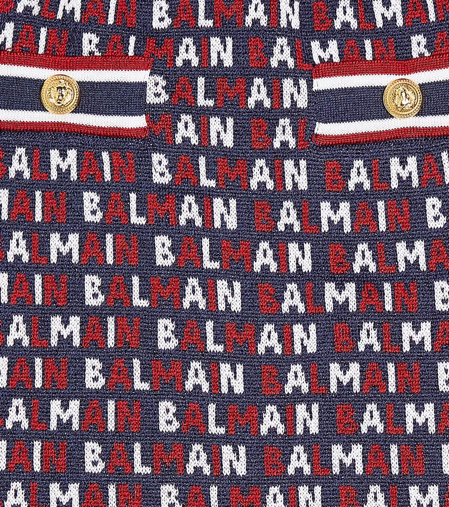 Shop Balmain Monogram Jacquard Cotton-blend Skirt In Multicoloured