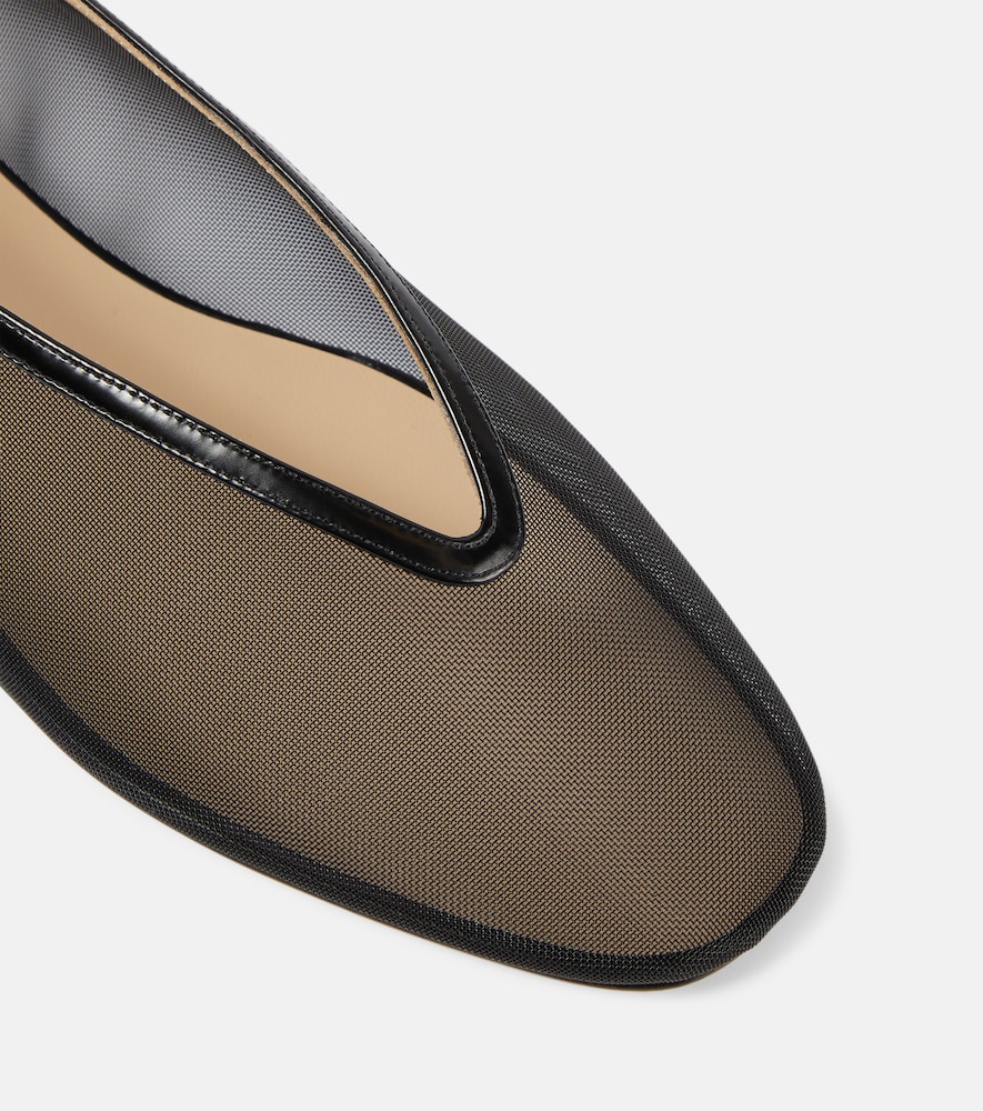  Le Monde Beryl Le Monde Bã©ryl Luna Leather-trimmed Mesh Ballet Flats 