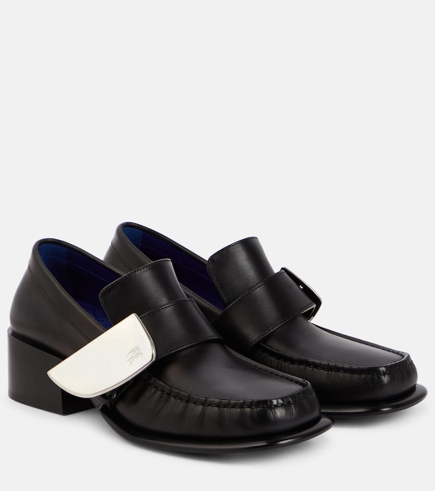Leather loafer pumps