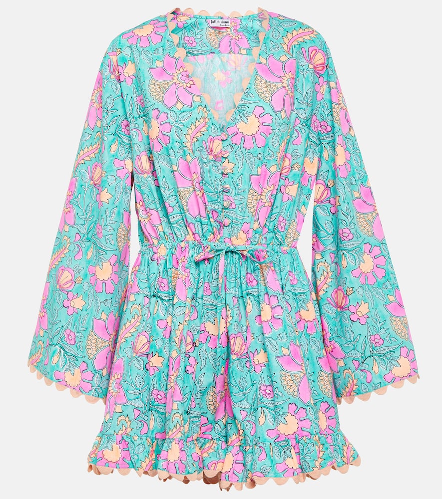 Colorblocked cotton poplin romper