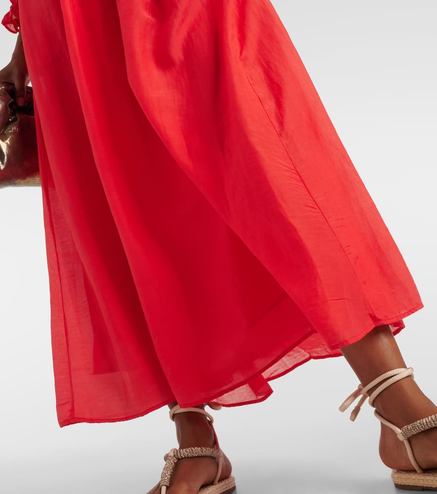 Velvet Mariela Cotton And Silk Maxi Skirt In Red