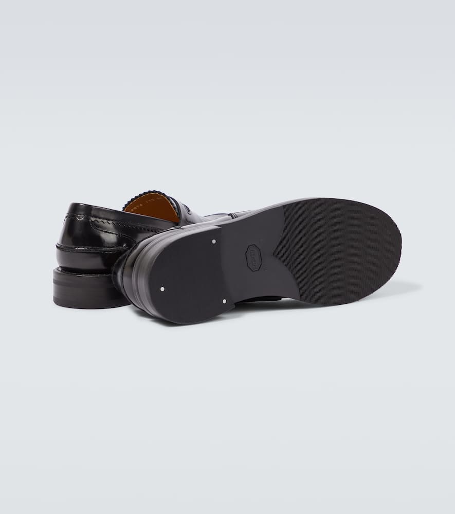 Our Legacy Polished Black Leather Loafers With Decorative Fringe Detail In Black
