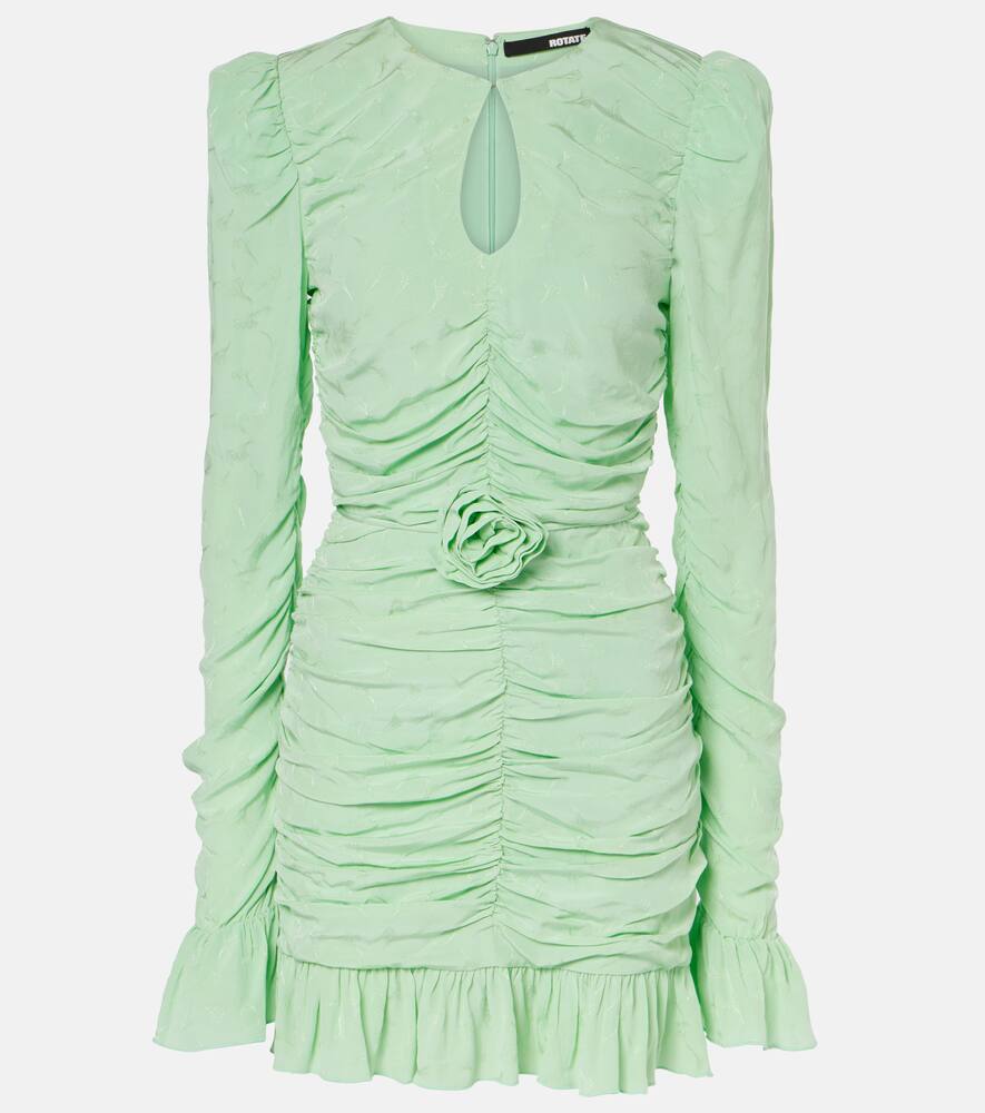 Rotate Floral-appliqué ruched minidress