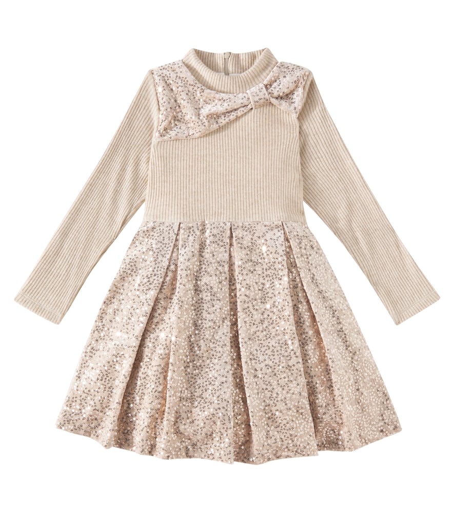 Patachou Sequined Dress In Gold