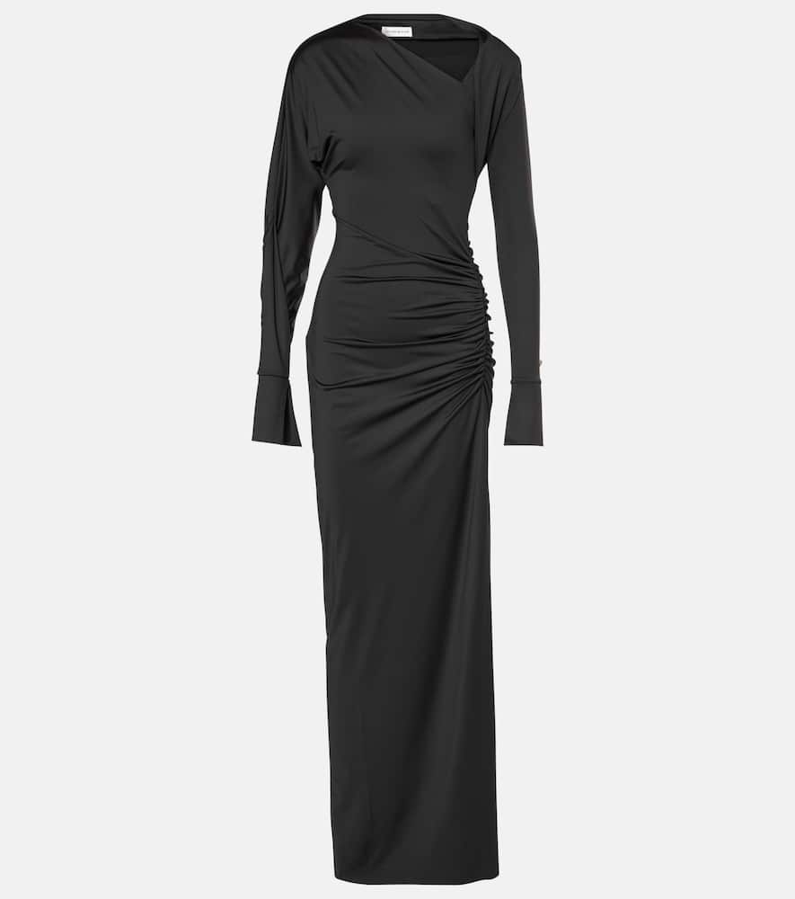 Ruched asymmetric gown