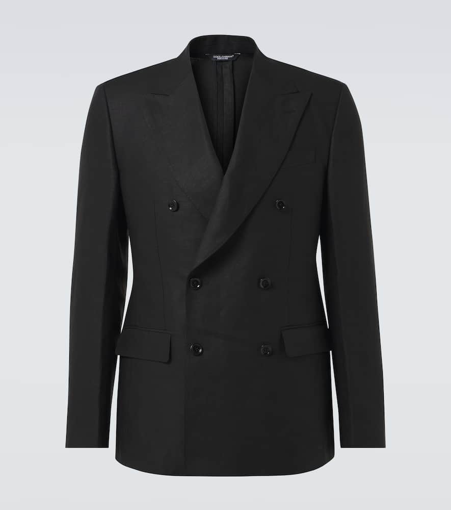 Double-breasted linen suit jacket