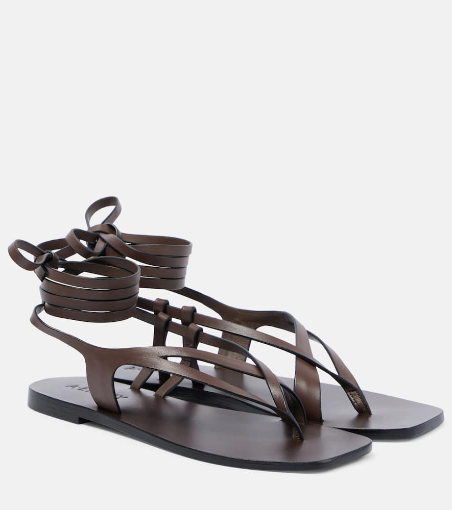 A.emery Leather Wrap Shel Sandals In Brown