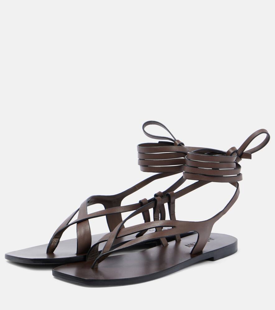 A.emery Leather Wrap Shel Sandals In Brown
