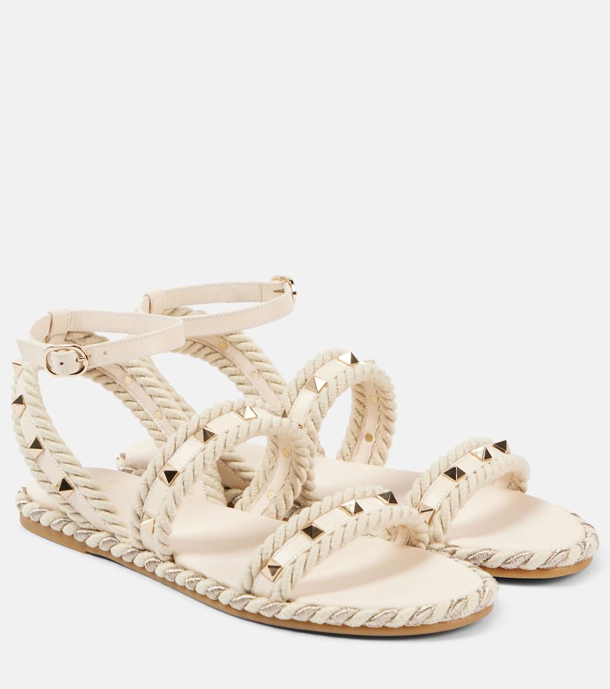 Valentino Sandalen Rockstud Torchon Mit Leder In Weiss