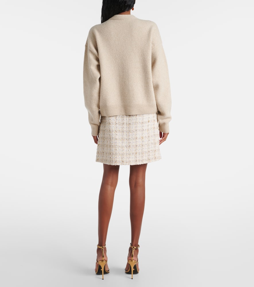 Versace Wool Cashmere Cardigan In Beige